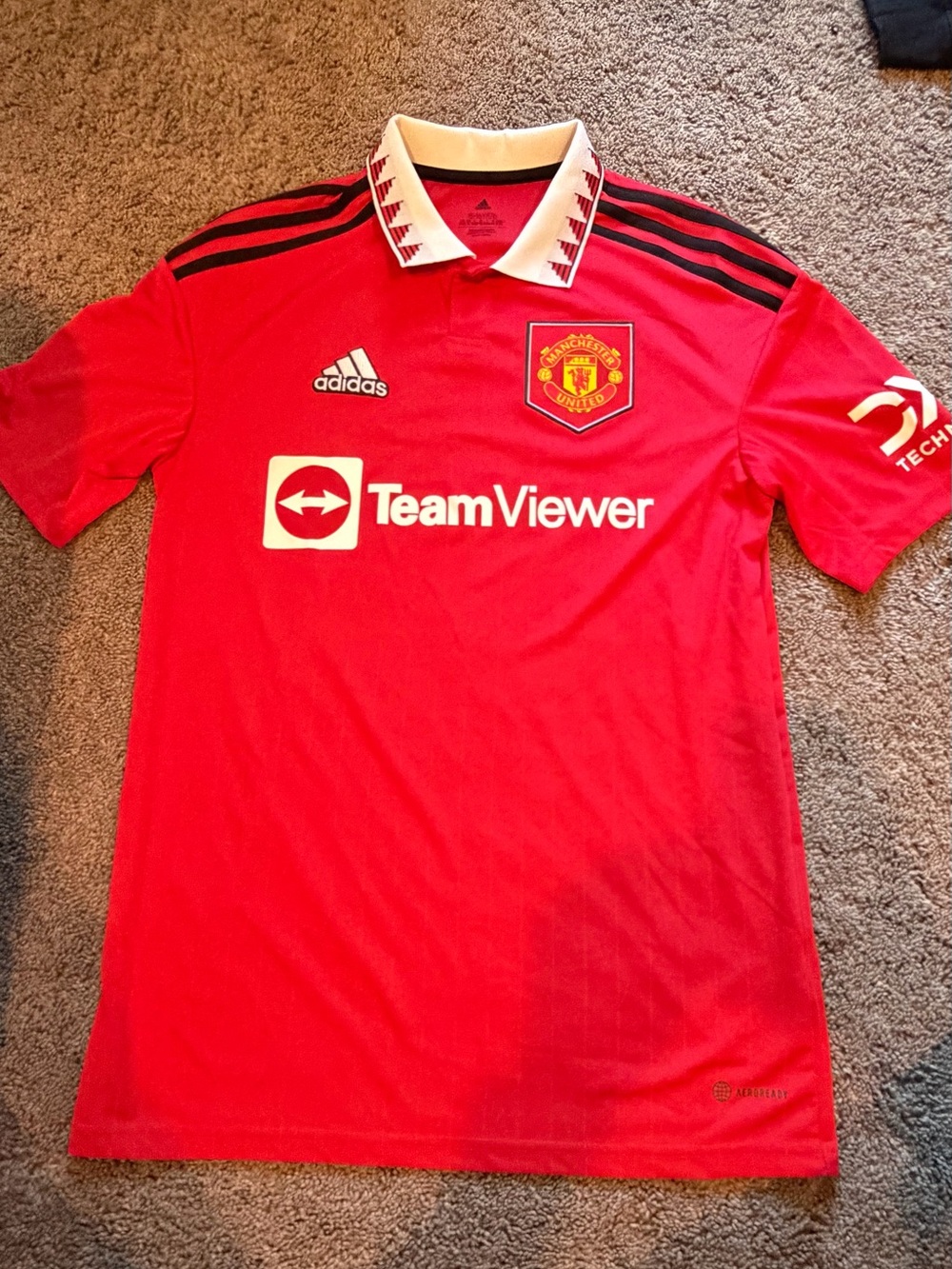 adidas Manchester United Red Home Jersey with Black Trim